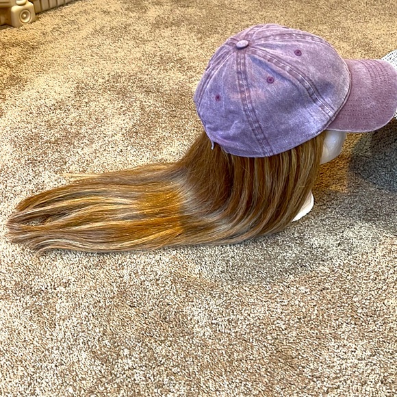 Hair Chemo Purple Hat With Wig Built 
